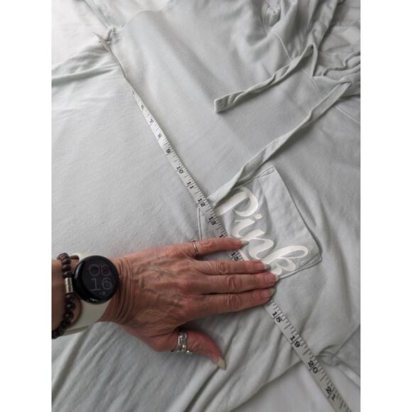 🎄 PINK VS EUC hoodie long sleeve top XS pale grey - Picture 9 of 16